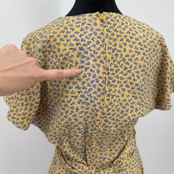 Casual Corner Womens Maxi Dress Yellow Floral Faux Wrap Dress 6 Modest Cottage - Picture 6 of 8